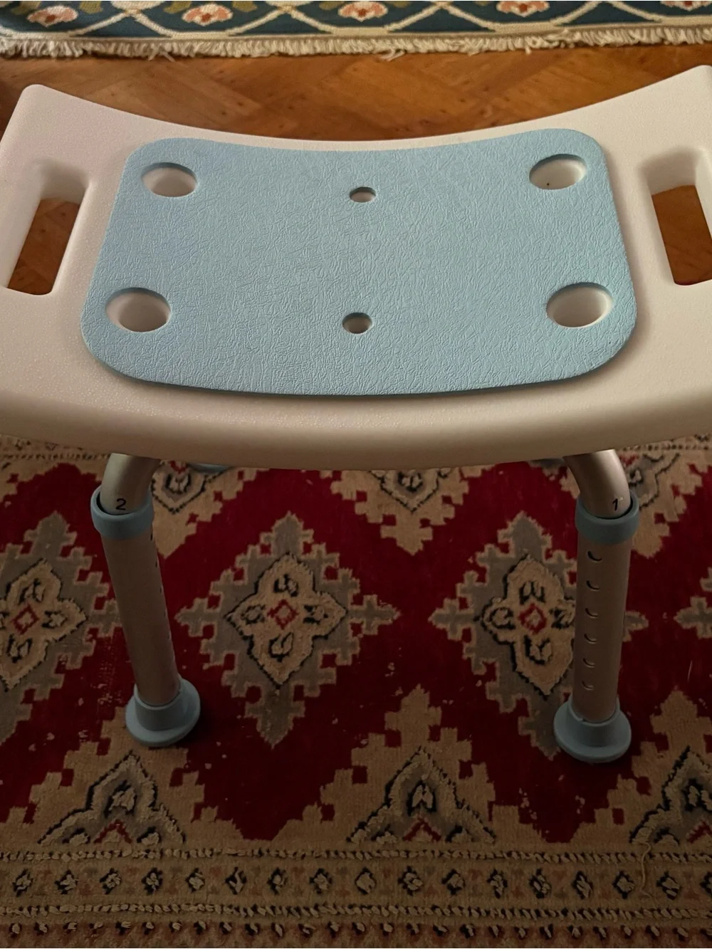 Adjustable Blue Bath Safety Shower Stool with Non-Slip Seat by Homland